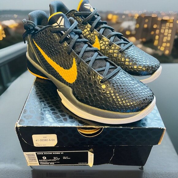 New In Box Nike Kobe VI 6 black del sol dark grey white mens 9 US 429659-002 - Picture 1 of 16